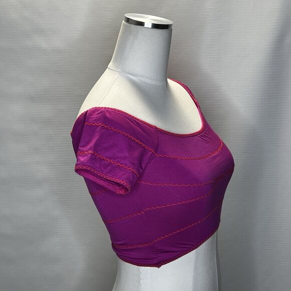 HOUSE OF HARLOW REVOLVE Off the Shoulder Crop Top size Small Pink Embroidered - Picture 2 of 10